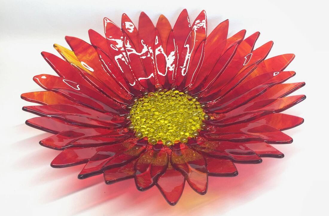Roz Speirs 'Red Gerbera' | Glass Flower Bowl
