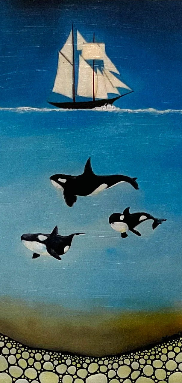 Jackie Ewers 'Hunting In The Bay' Block print 160mm x 80mm x 19mm