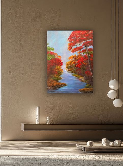 Marilyn Jessop 'Scarlet And The Lazy Stream' | Original Painting