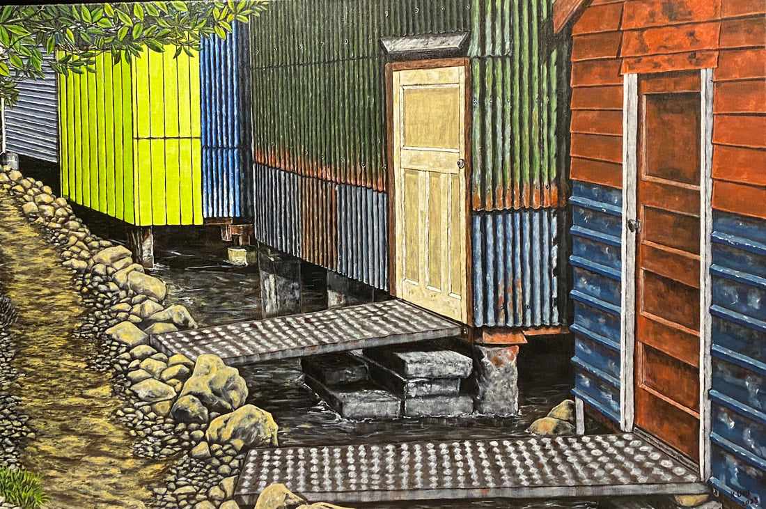 Karen Dey 'Behind The Boat Sheds Picton' | Original Painting