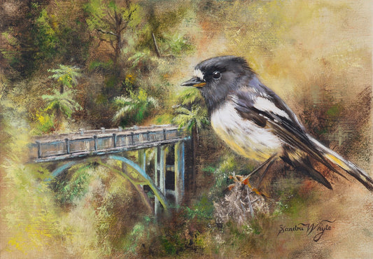 Sandra Whyte 'Bridge To Nowhere Tomtit' | Paper Print Large