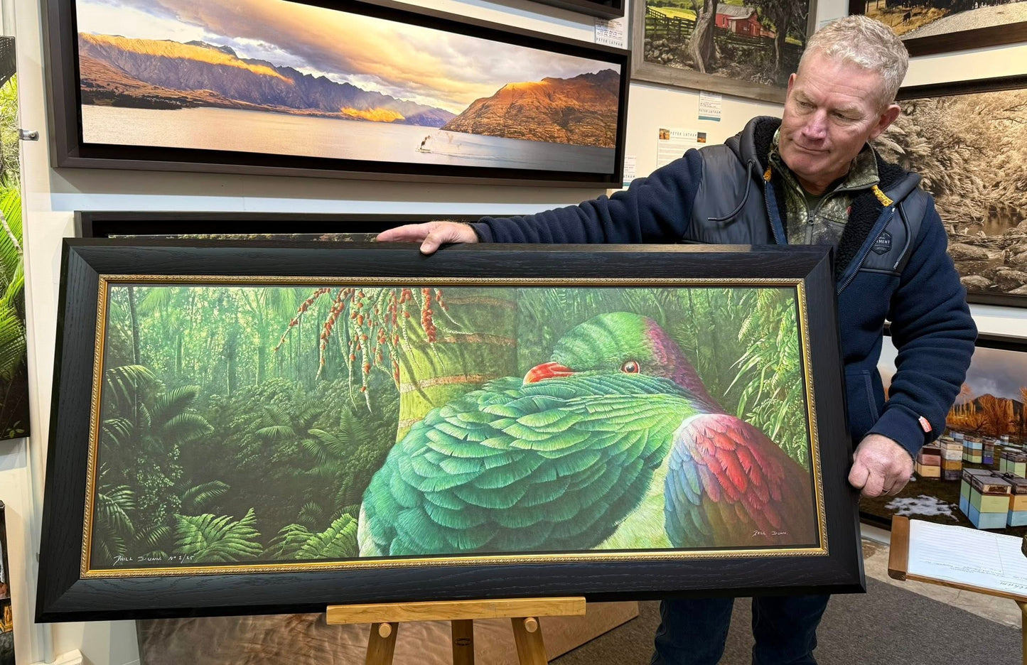 Phill Dunn 'Kereru Puku Teretere’ | Framed Print