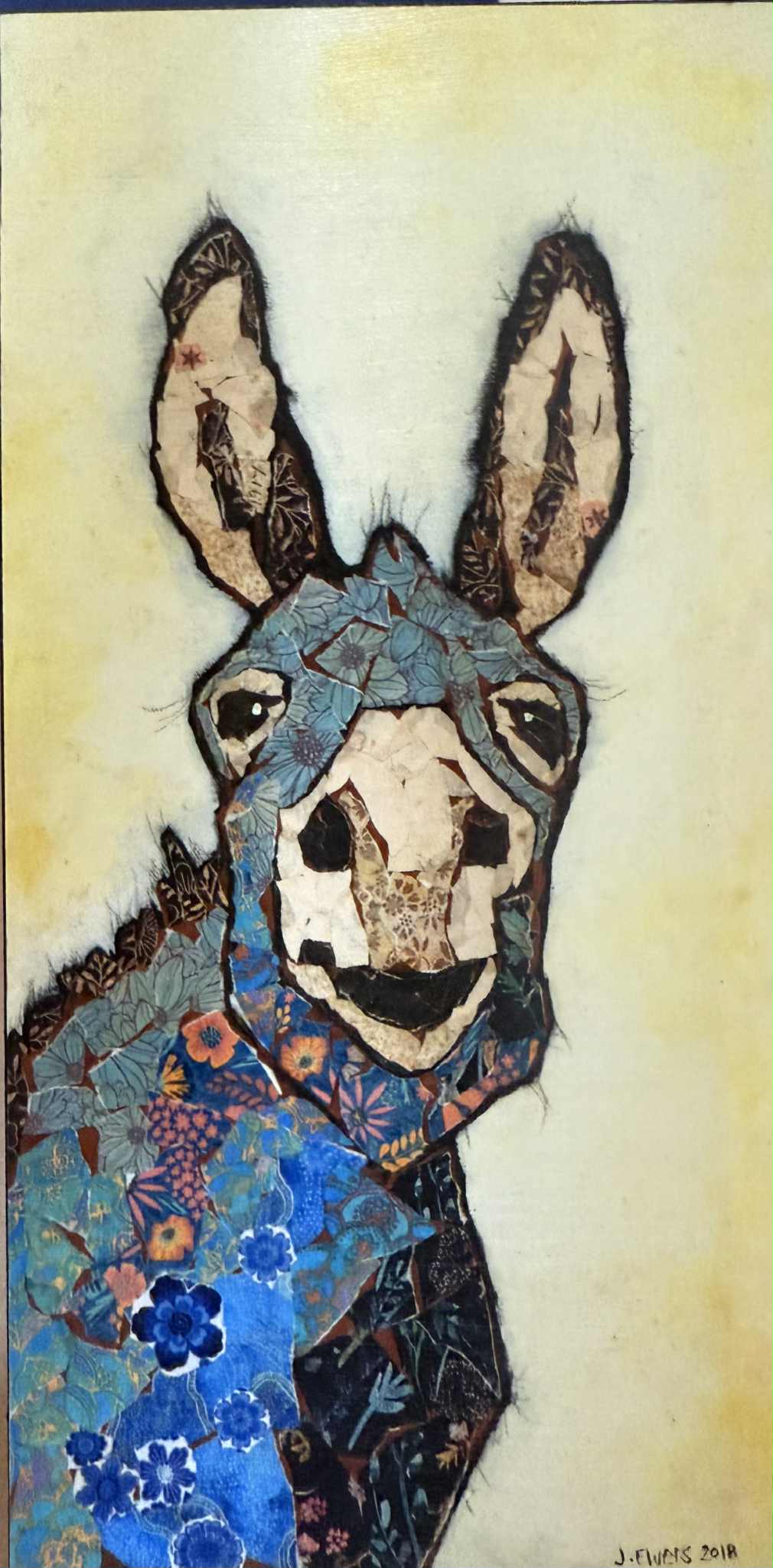 Jackie Ewers 'Clever Donkey' Block print 160mm x 80mm x 19mm