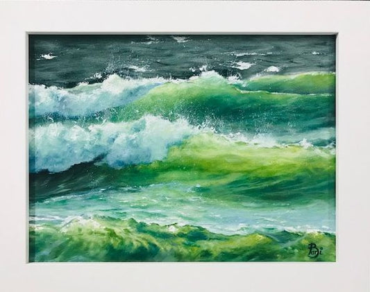 Bari Duncan “First Dip of Summer” oil on board with white frame 4802mmx355mm