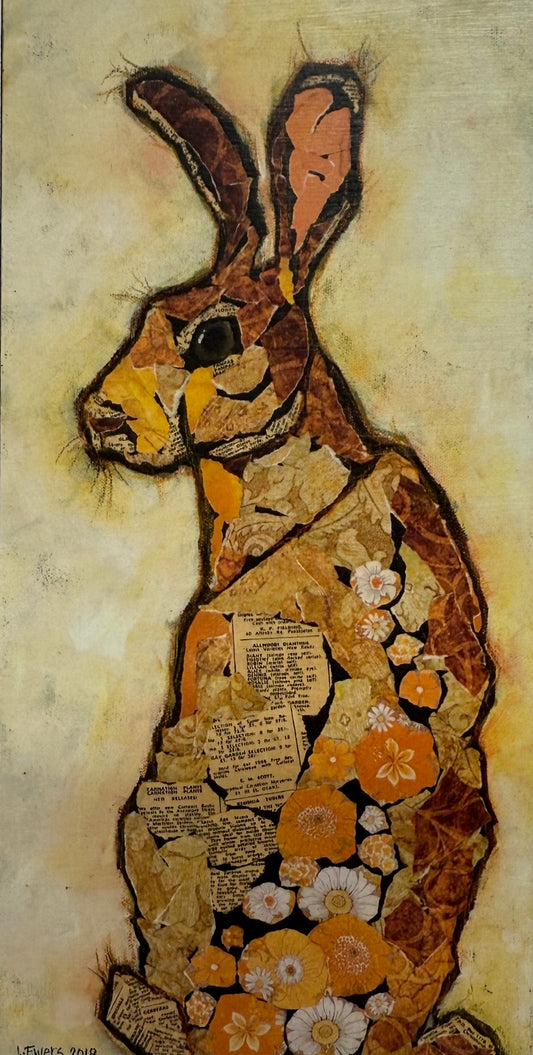 Jackie Ewers 'Hare There Everywhere' Block print 160mm x 80mm x 19mm
