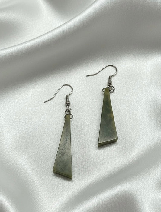 Steve Simmers Drop Hook Pounamu Earrings Mottled