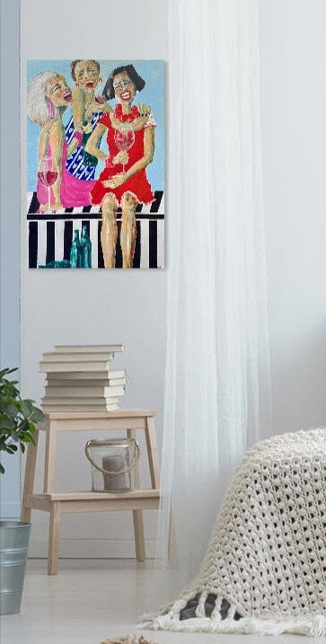 Brenda Suleiman 'Three of a Kind' acrylic on stretched canvas 910mm x 600mm