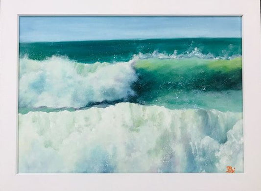 Bari Duncan “Tidal Foam”  oil on board with white frame 400mmx300mm