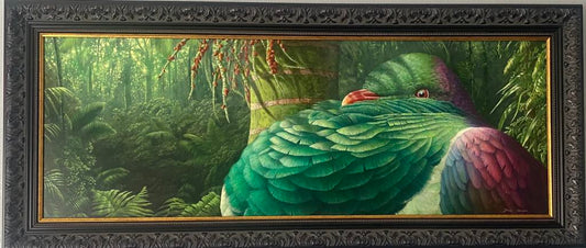Phill Dunn 'Kereru Puku Teretere’ | Framed Print
