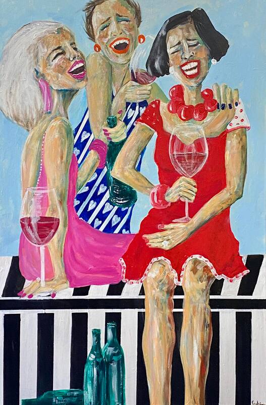 Brenda Suleiman 'Three of a Kind' acrylic on stretched canvas 910mm x 600mm